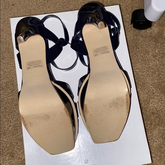 A navy blue Steve Madden high heel shoe. - Picture 3 of 8